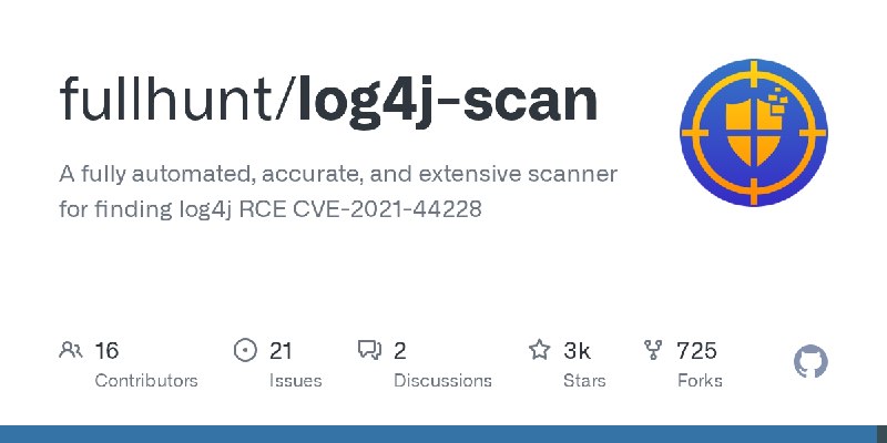 GitHub - fullhunt/log4j-scan: A fully automated, accurate, and extensive scanner for finding log4j RCE CVE-2021-44228