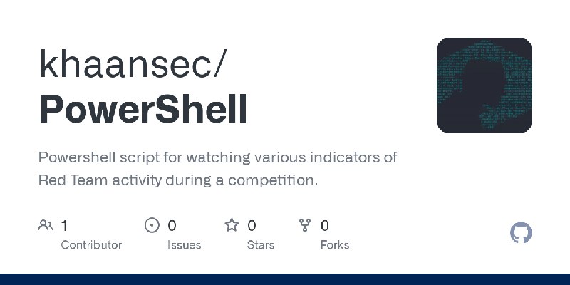 GitHub - khaansec/PowerShell: Powershell script for watching various indicators of Red Team activity during a competition.