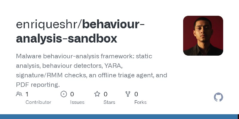 GitHub - enriqueshr/behaviour-analysis-sandbox: Malware behaviour-analysis framework: static analysis, behaviour detectors, YARA…