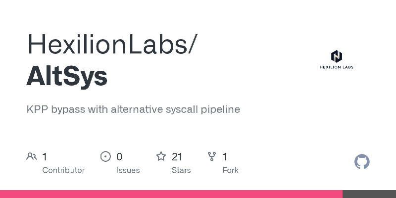 GitHub - HexilionLabs/AltSys: KPP bypass with alternative syscall pipeline