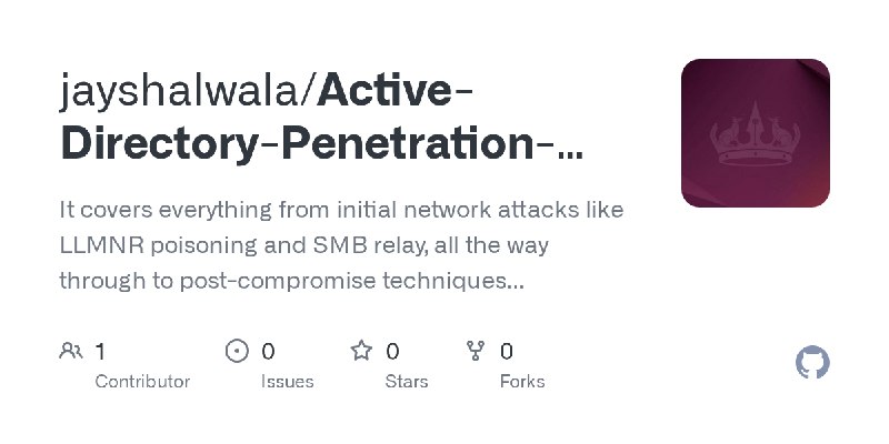 GitHub - jayshalwala/Active-Directory-Penetration-Testing-PNPT-Study-Guide: It covers everything from initial network attacks like…