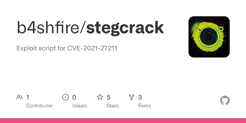 GitHub - b4shfire/stegcrack: Exploit script for CVE-2021-27211
