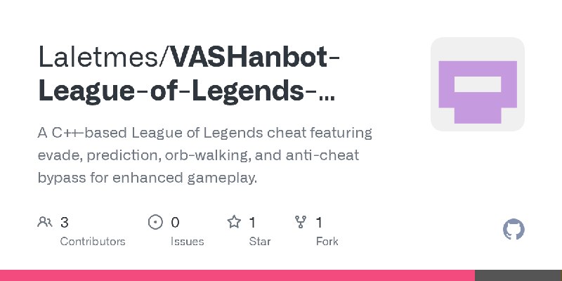 GitHub - Laletmes/VASHanbot-League-of-Legends-Cheat-Source: A C++-based League of Legends cheat featuring evade, prediction, orb…