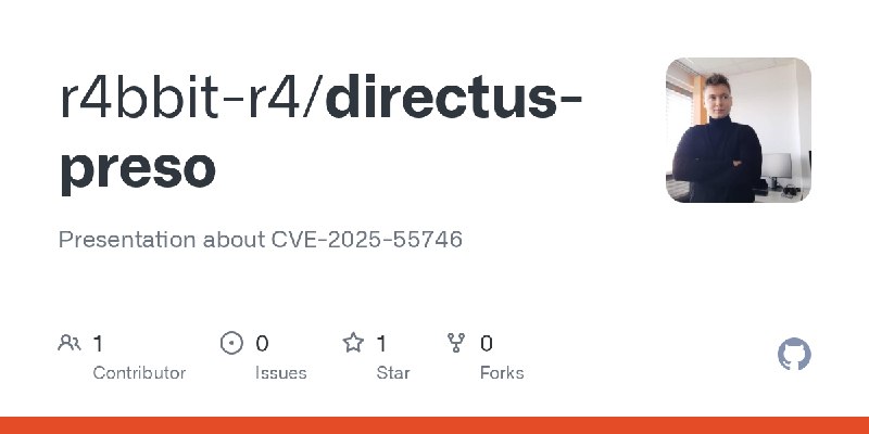 GitHub - r4bbit-r4/directus-preso: Presentation about CVE-2025-55746