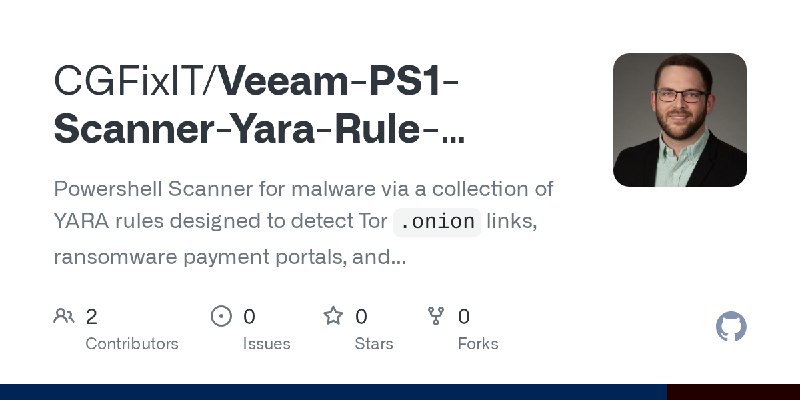 GitHub - CGFixIT/Veeam-PS1-Scanner-Yara-Rule-Detection-Onion-Links: Powershell Scanner for malware via a collection of YARA rules…