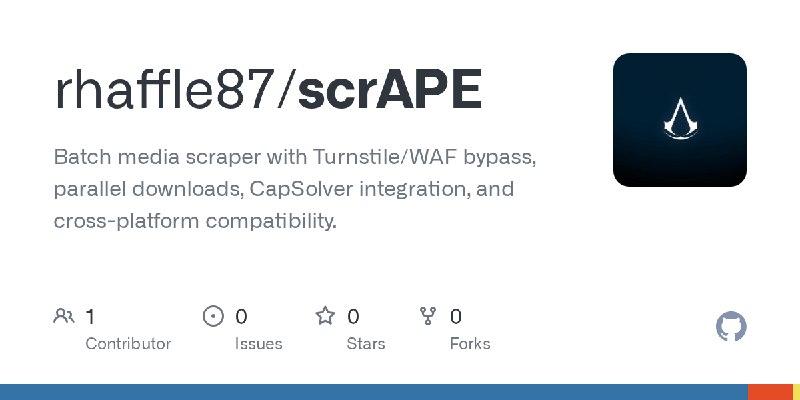 GitHub - rhaffle87/scrAPE: Batch media scraper with Turnstile/WAF bypass, parallel downloads, CapSolver integration, and cross…