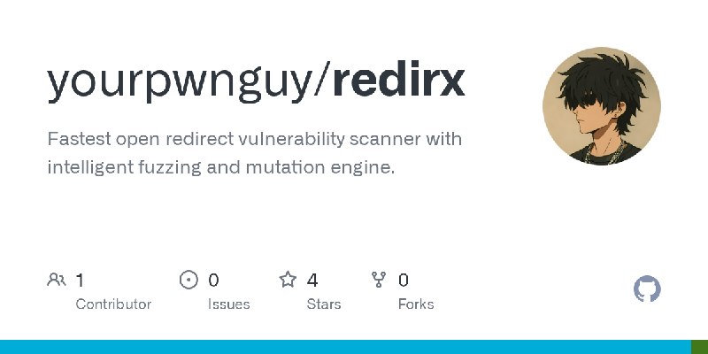 GitHub - yourpwnguy/redirx: Fastest open redirect vulnerability scanner with intelligent fuzzing and mutation engine.
