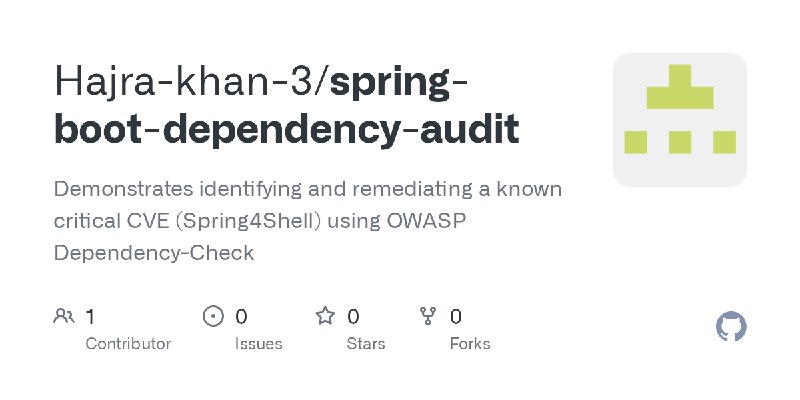 GitHub - Hajra-khan-3/spring-boot-dependency-audit: Demonstrates identifying and remediating a known critical CVE (Spring4Shell)…