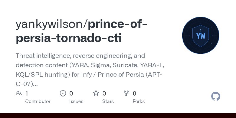 GitHub - yankywilson/prince-of-persia-tornado-cti: Threat intelligence, reverse engineering, and detection content (YARA, Sigma…