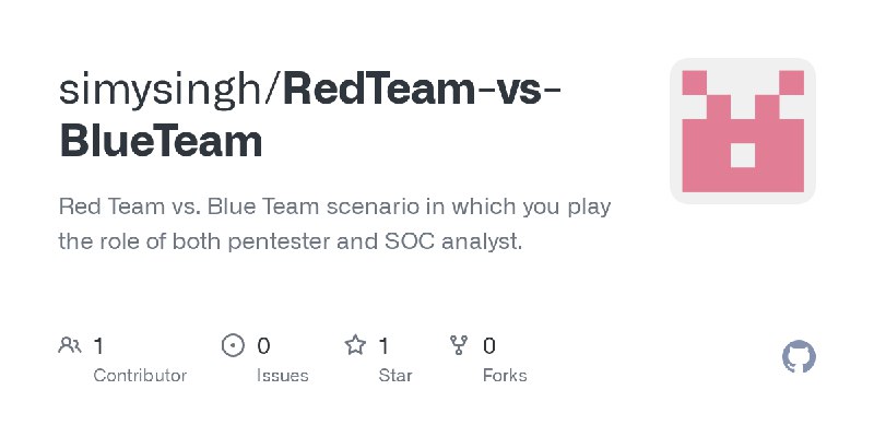 GitHub - simysingh/RedTeam-vs-BlueTeam: Red Team vs. Blue Team scenario in which you play the role of both pentester and SOC analyst.