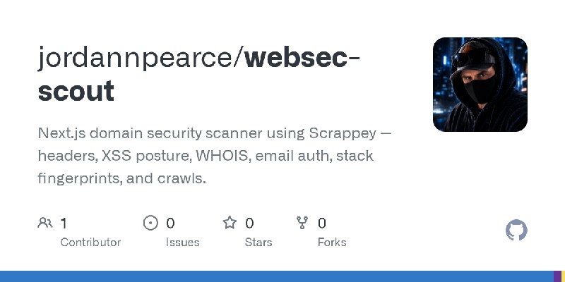 GitHub - jordannpearce/websec-scout: Next.js domain security scanner using Scrappey — headers, XSS posture, WHOIS, email auth,…