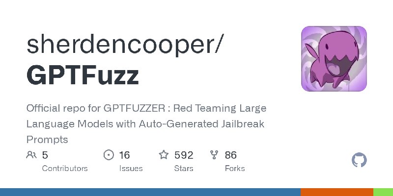 GitHub - sherdencooper/GPTFuzz: Official repo for GPTFUZZER : Red Teaming Large Language Models with Auto-Generated Jailbreak Prompts