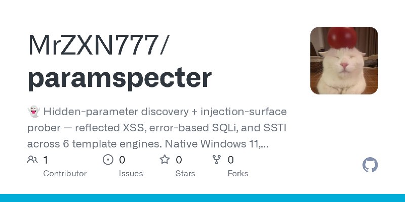 GitHub - MrZXN777/paramspecter: 👻 Hidden-parameter discovery + injection-surface prober — reflected XSS, error-based SQLi, and…