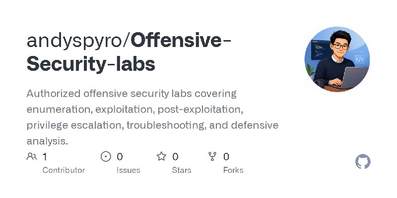 GitHub - andyspyro/Offensive-Security-labs: Authorized offensive security labs covering enumeration, exploitation, post-exploitation…