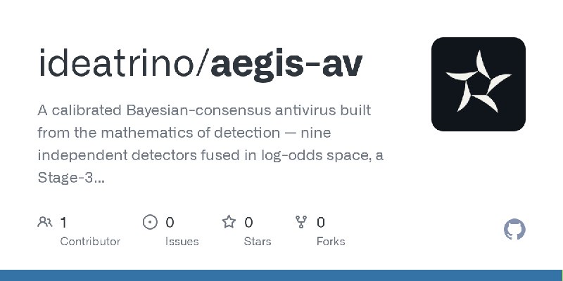 GitHub - ideatrino/aegis-av: A calibrated Bayesian-consensus antivirus built from the mathematics of detection — nine independent…