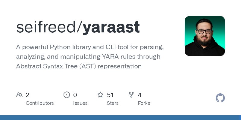 GitHub - seifreed/yaraast: A powerful Python library and CLI tool for parsing, analyzing, and manipulating YARA rules through Abstract…