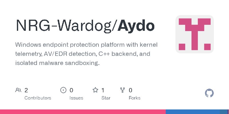GitHub - NRG-Wardog/Aydo: Windows endpoint protection platform with kernel telemetry, AV/EDR detection, C++ backend, and isolated…