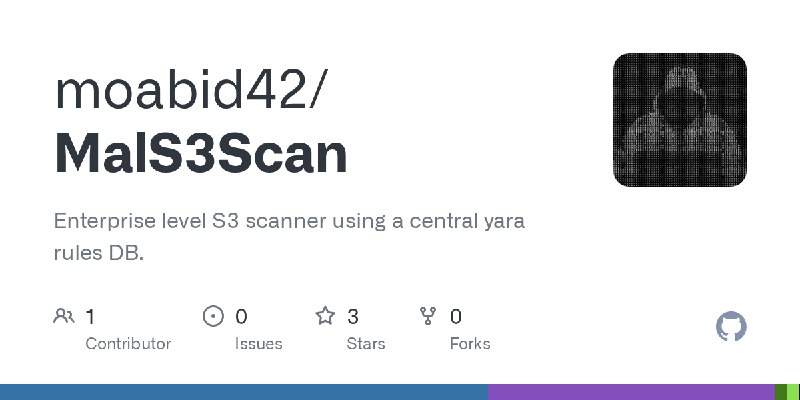 GitHub - moabid42/MalS3Scan: Enterprise level S3 scanner using a central yara rules DB.