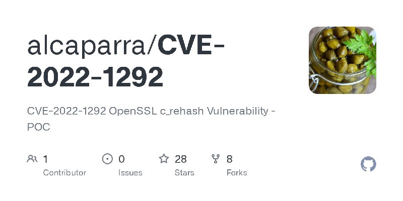 GitHub - alcaparra/CVE-2022-1292: CVE-2022-1292 OpenSSL c_rehash Vulnerability - POC