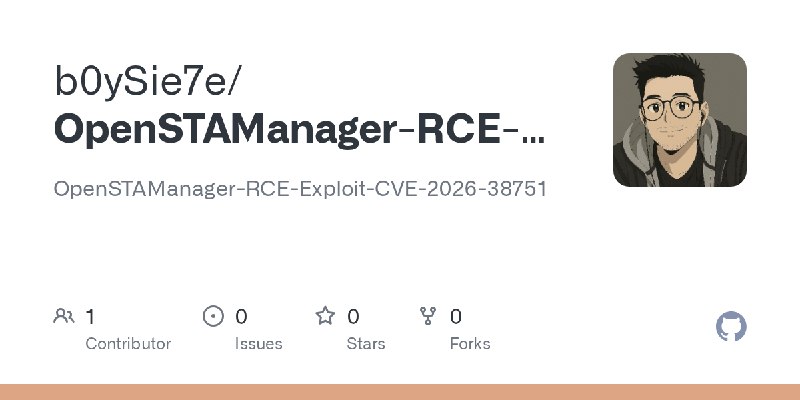 GitHub - b0ySie7e/OpenSTAManager-RCE-Exploit-CVE-2026-38751: OpenSTAManager-RCE-Exploit-CVE-2026-38751
