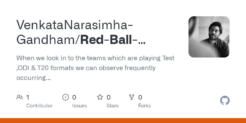 GitHub - VenkataNarasimha-Gandham/Red-Ball-Team---White-Ball-Team: When we look in to the teams which are playing Test ,ODI & T20…