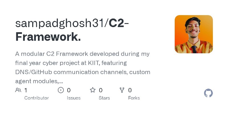 GitHub - sampadghosh31/C2-Framework.: A modular C2 Framework developed during my final year cyber project at KIIT, featuring DNS/GitHub…