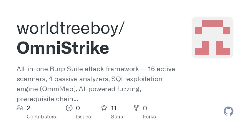 GitHub - worldtreeboy/OmniStrike: All-in-one Burp Suite attack framework — 16 active scanners, 4 passive analyzers, SQL exploitation…