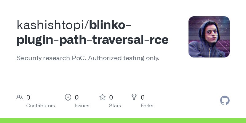 GitHub - kashishtopi/blinko-plugin-path-traversal-rce: Security research PoC. Authorized testing only.
