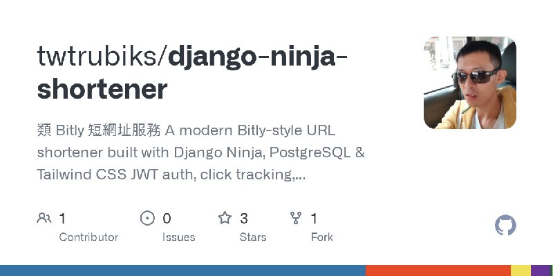 GitHub - twtrubiks/django-ninja-shortener: 類 Bitly 短網址服務  A modern Bitly-style URL shortener built with Django Ninja, PostgreSQL…