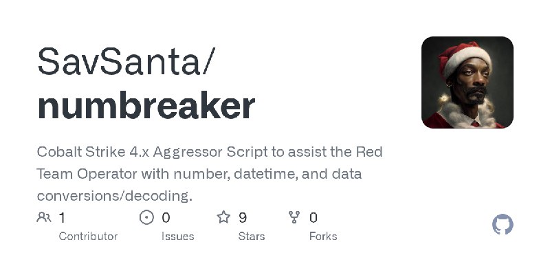 GitHub - SavSanta/numbreaker: Cobalt Strike 4.x Aggressor Script to assist the Red Team Operator with number, datetime, and data…