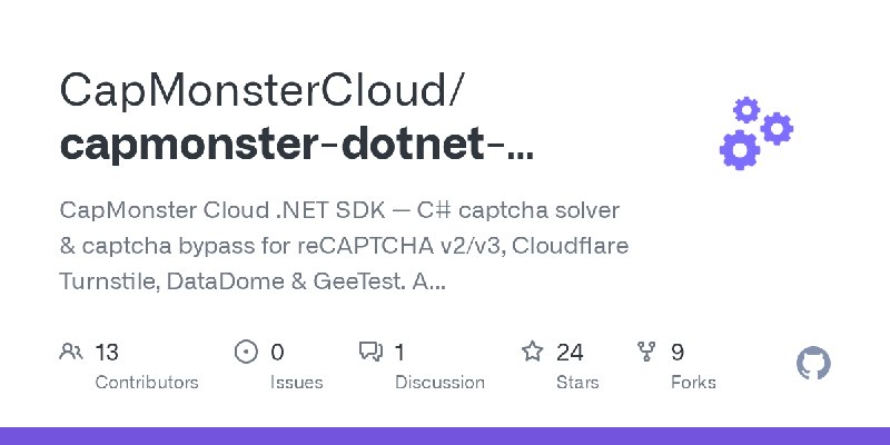 GitHub - CapMonsterCloud/capmonster-dotnet-captcha-solver: CapMonster Cloud .NET SDK — C# captcha solver & captcha bypass for reCAPTCHA…
