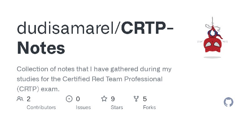 GitHub - dudisamarel/CRTP-Notes: Collection of notes that I have gathered during my studies for the Certified Red Team Professional…