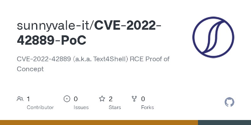GitHub - sunnyvale-it/CVE-2022-42889-PoC: CVE-2022-42889 (a.k.a. Text4Shell) RCE Proof of Concept