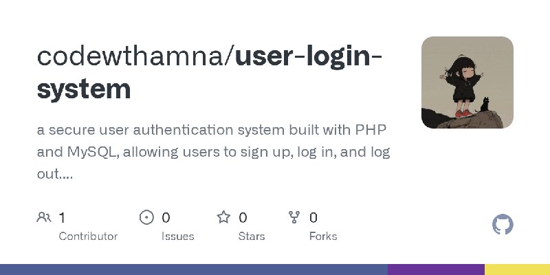 GitHub - codewthamna/user-login-system: a secure user authentication system built with PHP and MySQL, allowing users to sign up…
