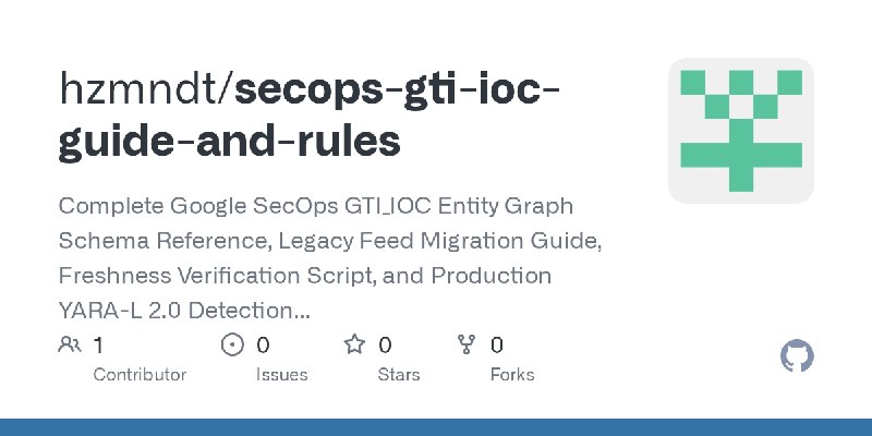 GitHub - hzmndt/secops-gti-ioc-guide-and-rules: Complete Google SecOps GTI_IOC Entity Graph Schema Reference, Legacy Feed Migration…