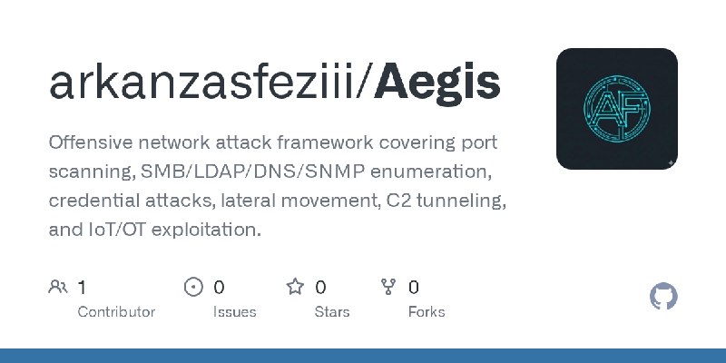 GitHub - arkanzasfeziii/Aegis: Offensive network attack framework covering port scanning, SMB/LDAP/DNS/SNMP enumeration, credential…
