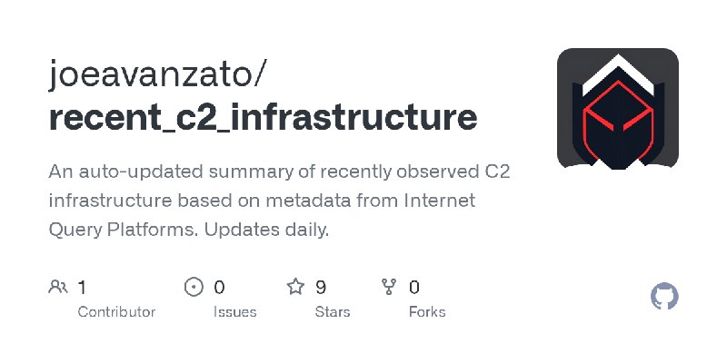 GitHub - joeavanzato/recent_c2_infrastructure: An auto-updated summary of recently observed C2 infrastructure based on metadata…