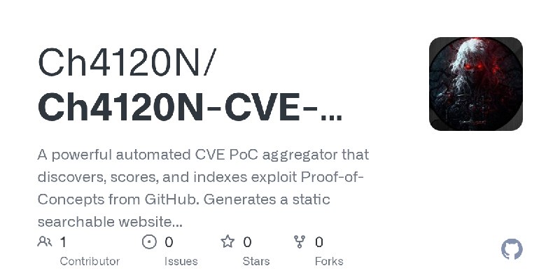 GitHub - Ch4120N/Ch4120N-CVE-Pulse: A powerful automated CVE PoC aggregator that discovers, scores, and indexes exploit Proof-of…