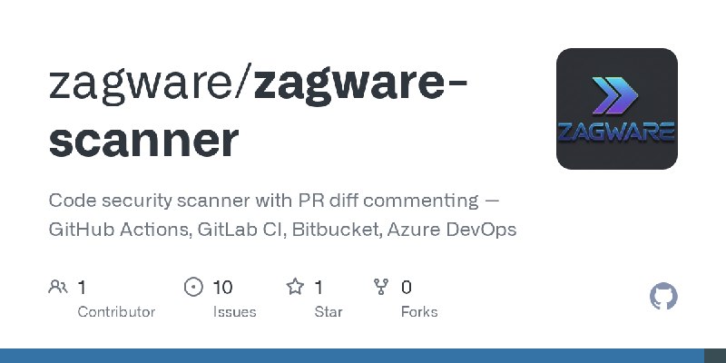 GitHub - zagware/zagware-scanner: Code security scanner with PR diff commenting — GitHub Actions, GitLab CI, Bitbucket, Azure DevOps