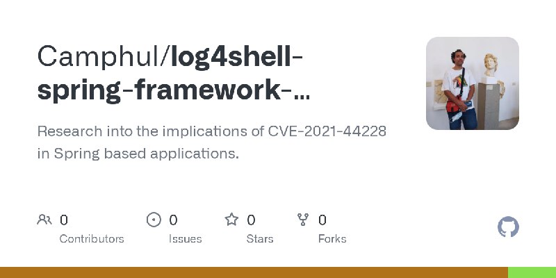 GitHub - Camphul/log4shell-spring-framework-research: Research into the implications of CVE-2021-44228 in Spring based applications.