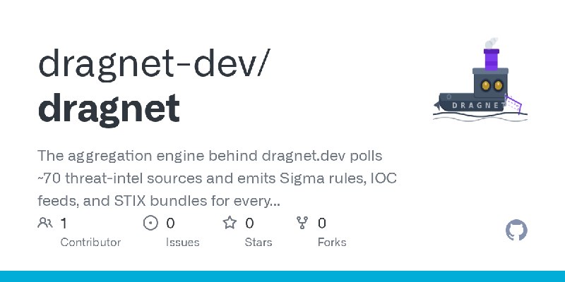 GitHub - dragnet-dev/dragnet: The aggregation engine behind dragnet.dev  polls ~70 threat-intel sources and emits Sigma rules,…