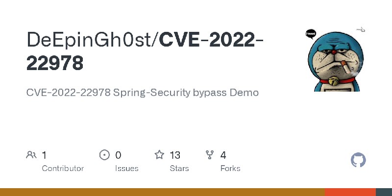 GitHub - DeEpinGh0st/CVE-2022-22978: CVE-2022-22978 Spring-Security bypass Demo