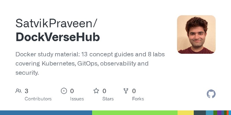 GitHub - SatvikPraveen/DockVerseHub: Docker study material: 13 concept guides and 8 labs covering Kubernetes, GitOps, observability…