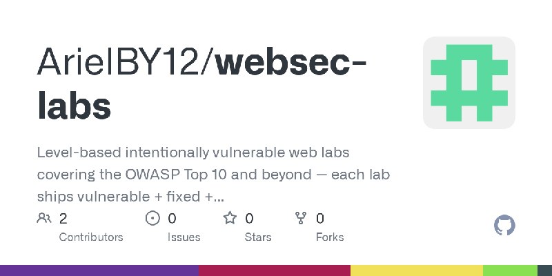 GitHub - ArielBY12/websec-labs: Level-based intentionally vulnerable web labs covering the OWASP Top 10 and beyond — each lab ships…