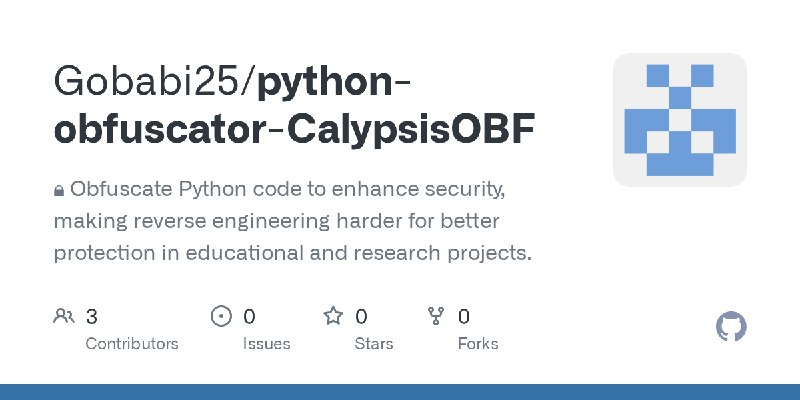 GitHub - Gobabi25/python-obfuscator-CalypsisOBF: 🔒 Obfuscate Python code to enhance security, making reverse engineering harder…