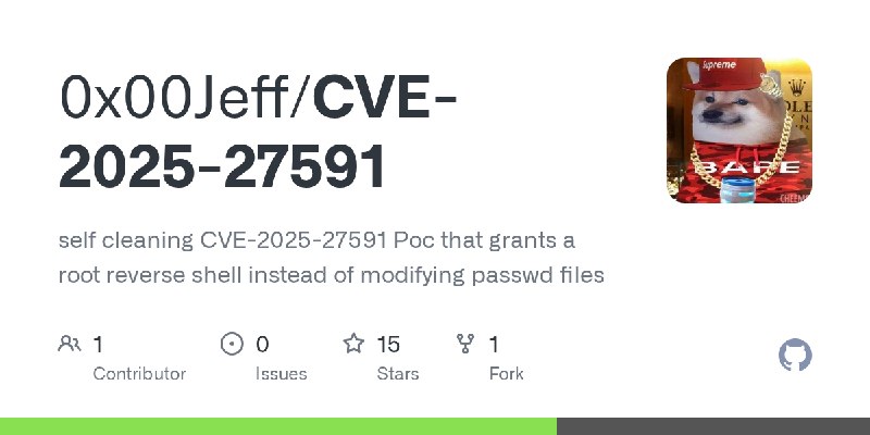 GitHub - 0x00Jeff/CVE-2025-27591: self cleaning CVE-2025-27591 Poc that grants a root reverse shell instead of modifying passwd…