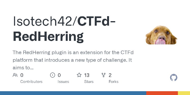 GitHub - Isotech42/CTFd-RedHerring: The RedHerring plugin is an extension for the CTFd platform that introduces a new type of challenge.…
