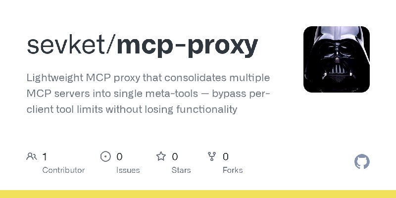 GitHub - sevket/mcp-proxy: Lightweight MCP proxy that consolidates multiple MCP servers into single meta-tools — bypass per-client…