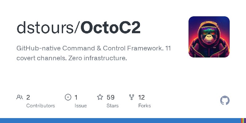 GitHub - dstours/OctoC2: GitHub-native Command & Control Framework. 11 covert channels. Zero infrastructure.