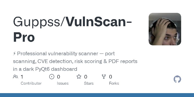GitHub - Guppss/VulnScan-Pro: ⚡ Professional vulnerability scanner — port scanning, CVE detection, risk scoring & PDF reports in…